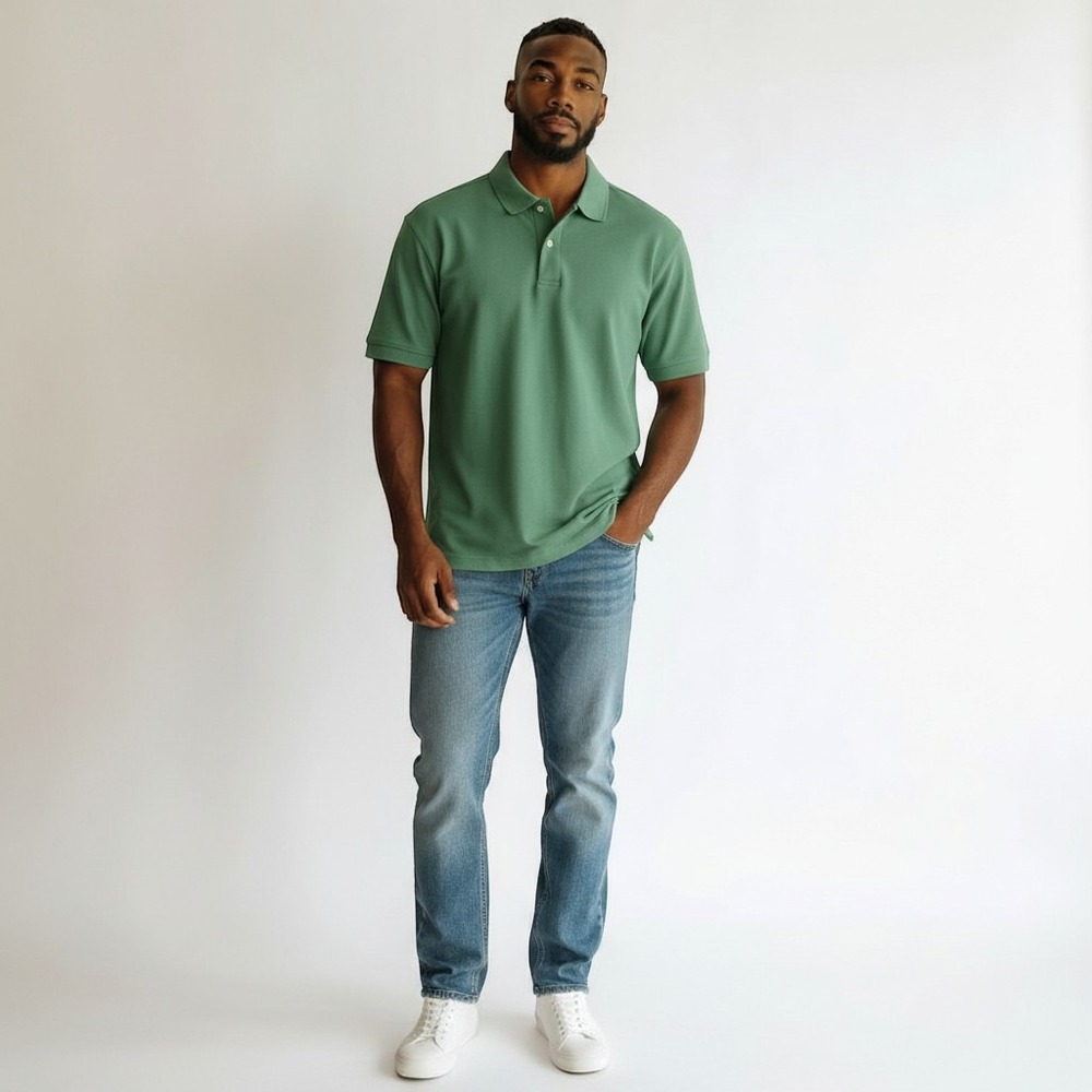 LL Bean Mens 3XL REG Traditional Fit Polo Shirt Green Cotton Pique 300454